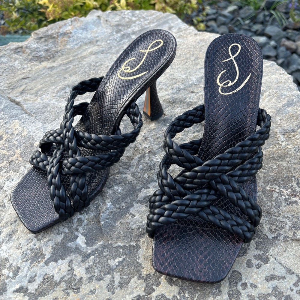 Black Braided High Heel Sandals by Sam Edelman
